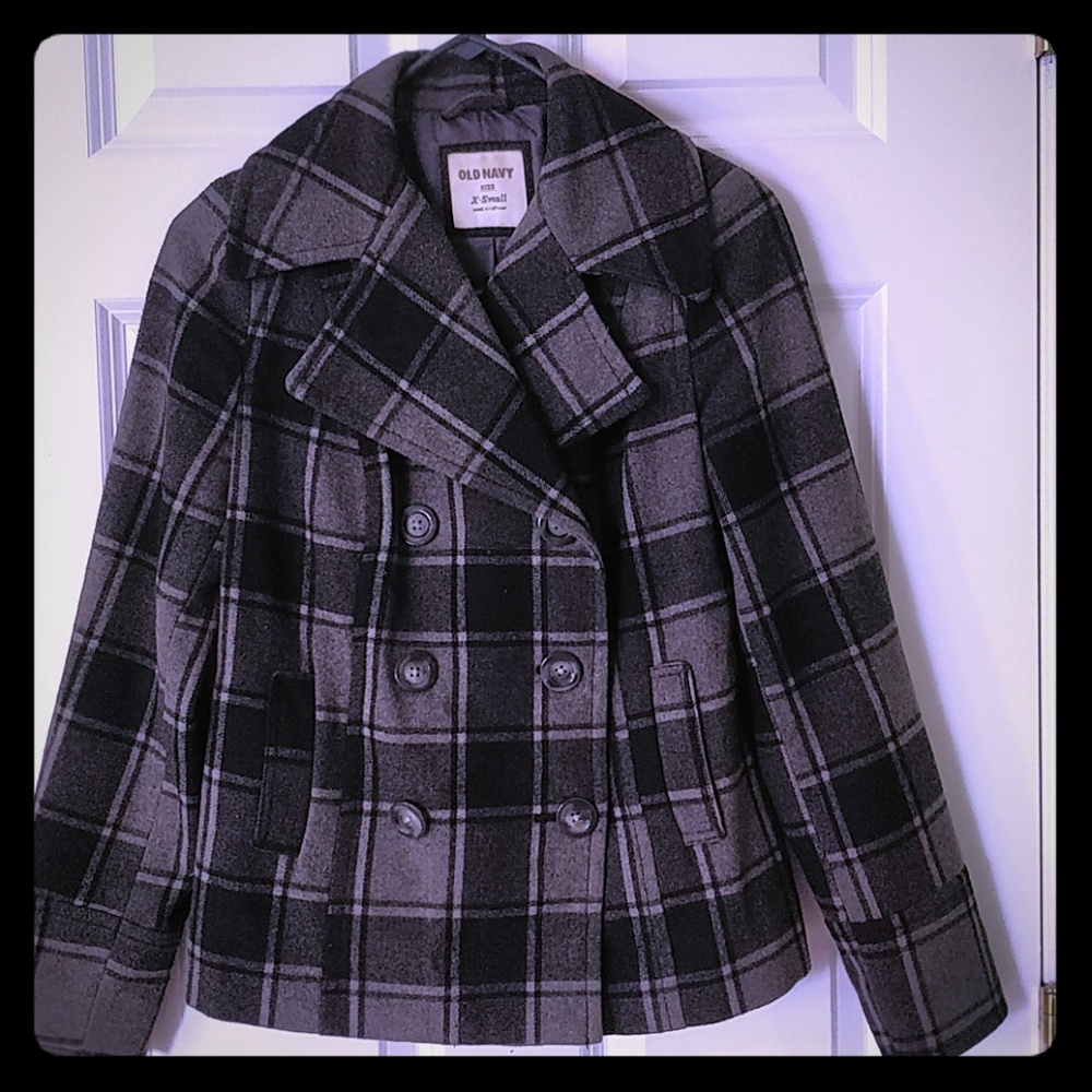 Old Navy Plaid Pea Coat